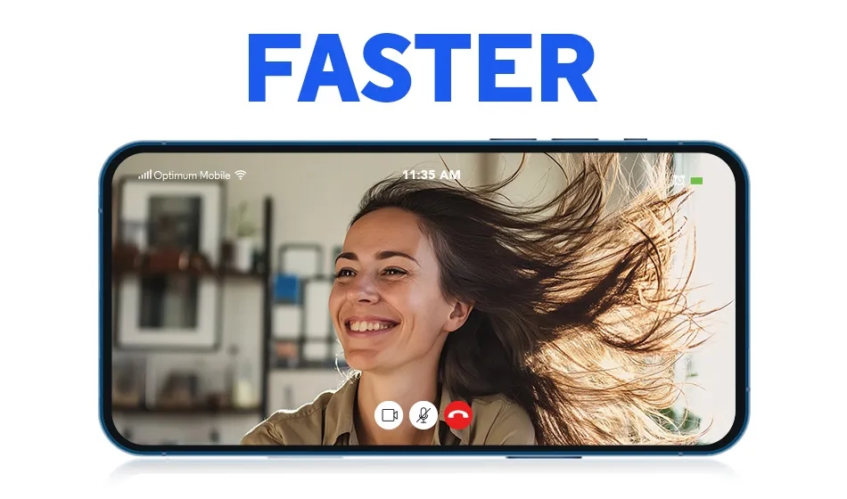 A video loads fast and without pixelation on Optimum Mobile’s 5G network.